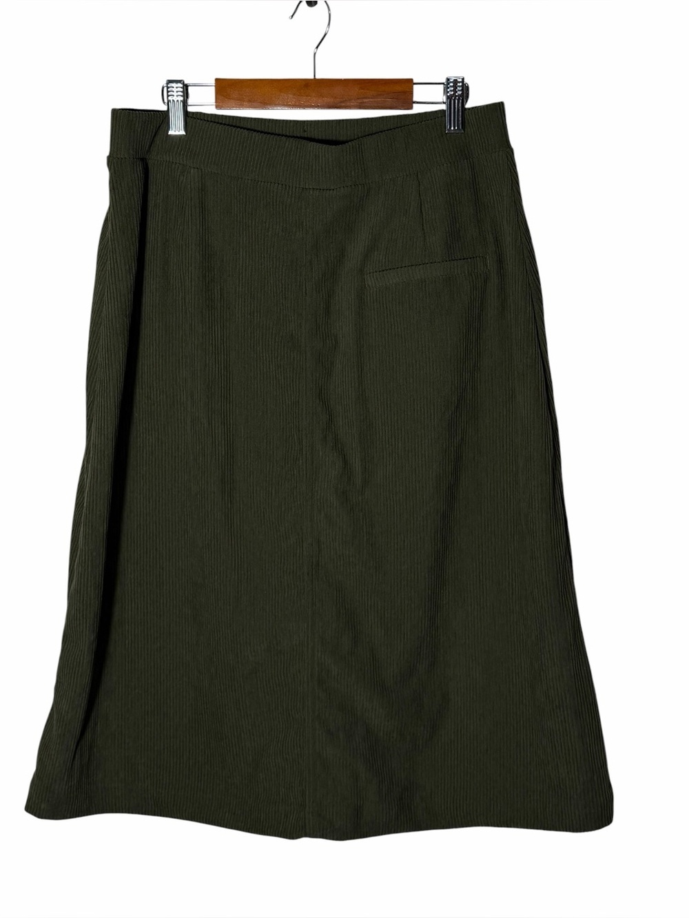 Halara High Waisted A-line Corduroy Midi Skirt Pockets medium (8/10) green NEW - Picture 6 of 12